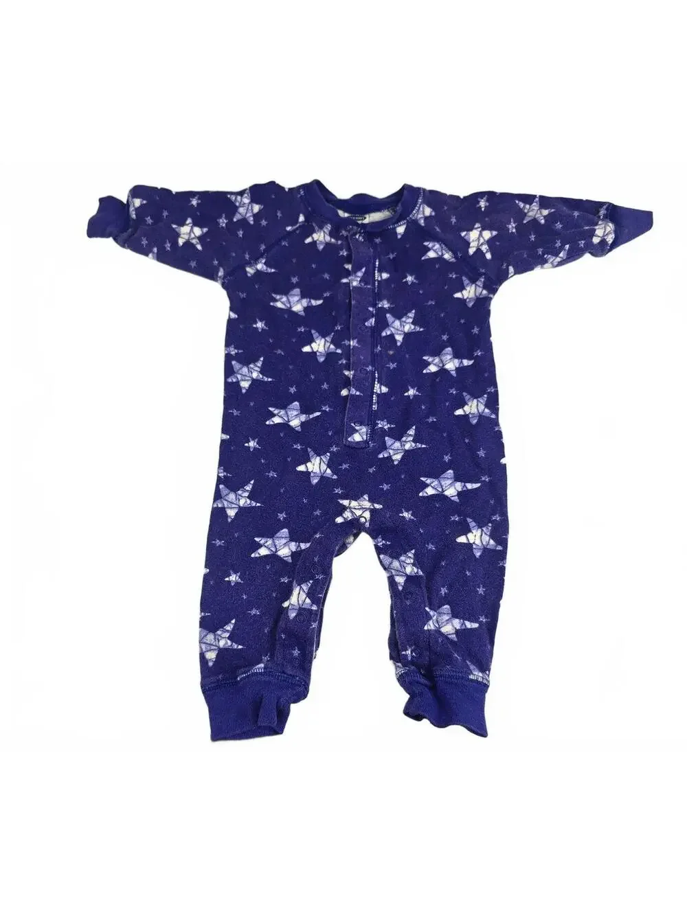 Old Navy Newborn 3-6 Months Blue White Star Batik Tie Dye Cotton Romper Y2K VTG